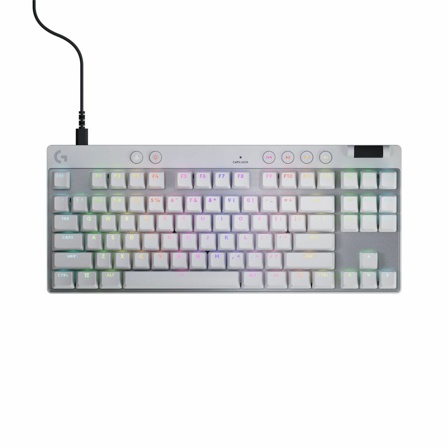 Logitech G PRO X TKL RAPID Tenkeyless Wired Gaming Keyboard With Magnetic Analog Switches, Rapid Trigger Mode, Adjustable Actuation, and Customizable RGB Lighting, Off-white - Cable Connectivity - USB Type C Interface - RGB LED - Media Control Hot Key(s) - Windows 10 - PC - Magnetic Keyswitch - Off White