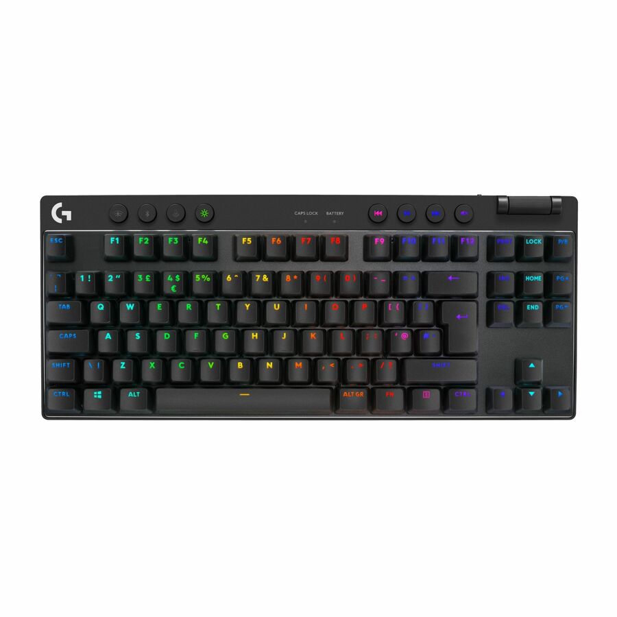 Logitech G PRO X TKL Gaming Keyboard - Wireless Connectivity - Bluetooth - 32.81 ft - 2.40 GHz - USB 2.0 Interface - RGB LED - PC - Mechanical Keyswitch - Black