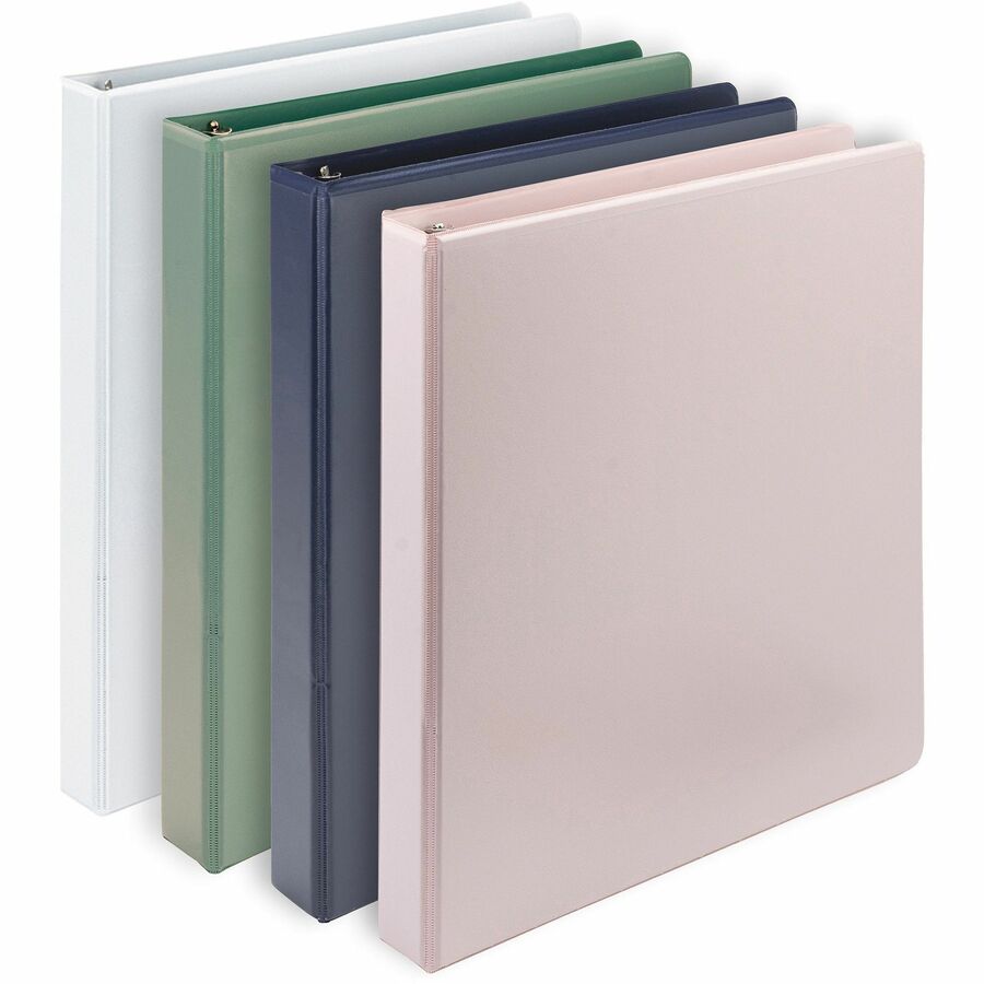 Samsill Plant-Based Durable 1 Inch 3 Ring Binders, Made in the USA, Fashion Clear View Binders, Up to 25% Plant-Based Plastic, Assorted, 4 Pack (MP46939)