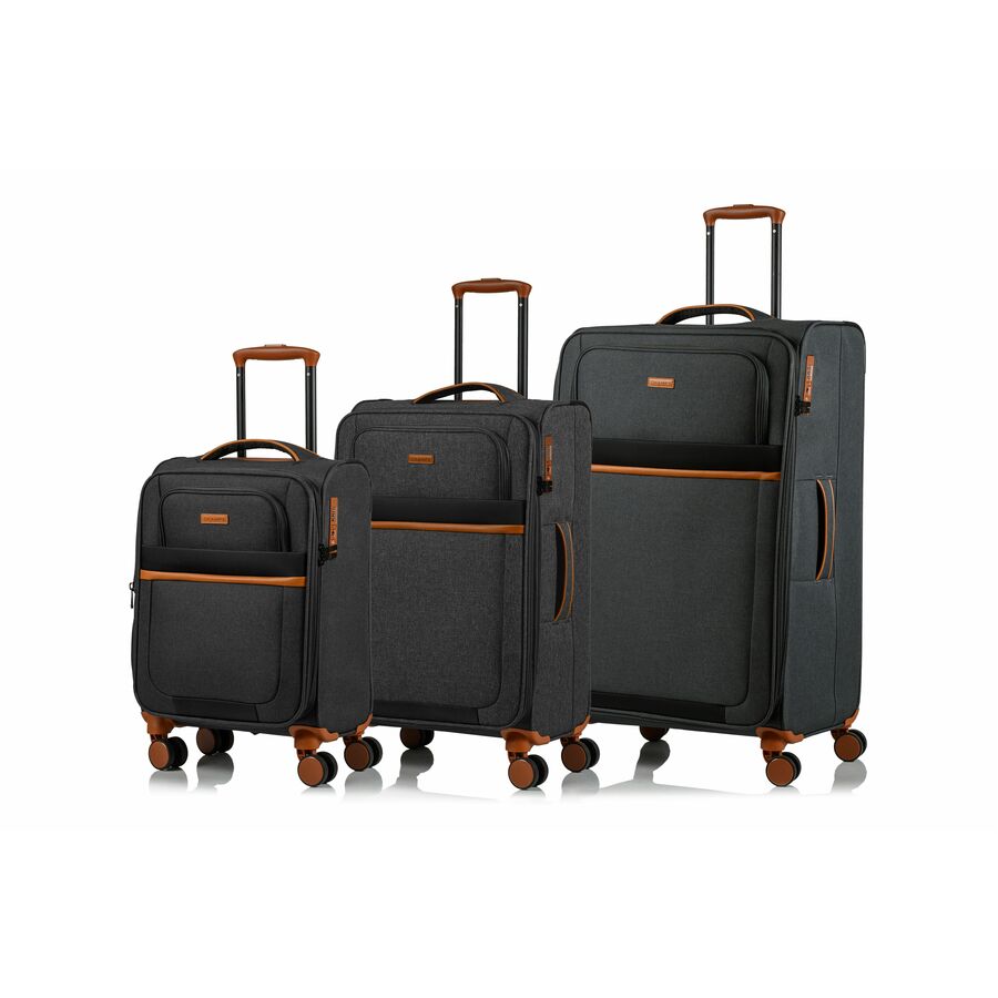 CHAMPS Classic II Collection - 3-piece Softside Luggage set - Black