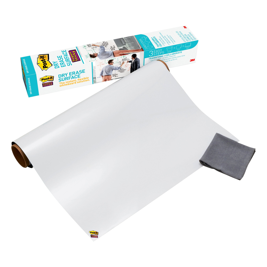 Post-it® Self-Stick Dry-Erase Film Surface - White Surface - 24" (2 ft) Width x 36" (3 ft) Length - White Film - Rectangle - Flexible, Stain Resistant, Self-stick - 1 / Pack