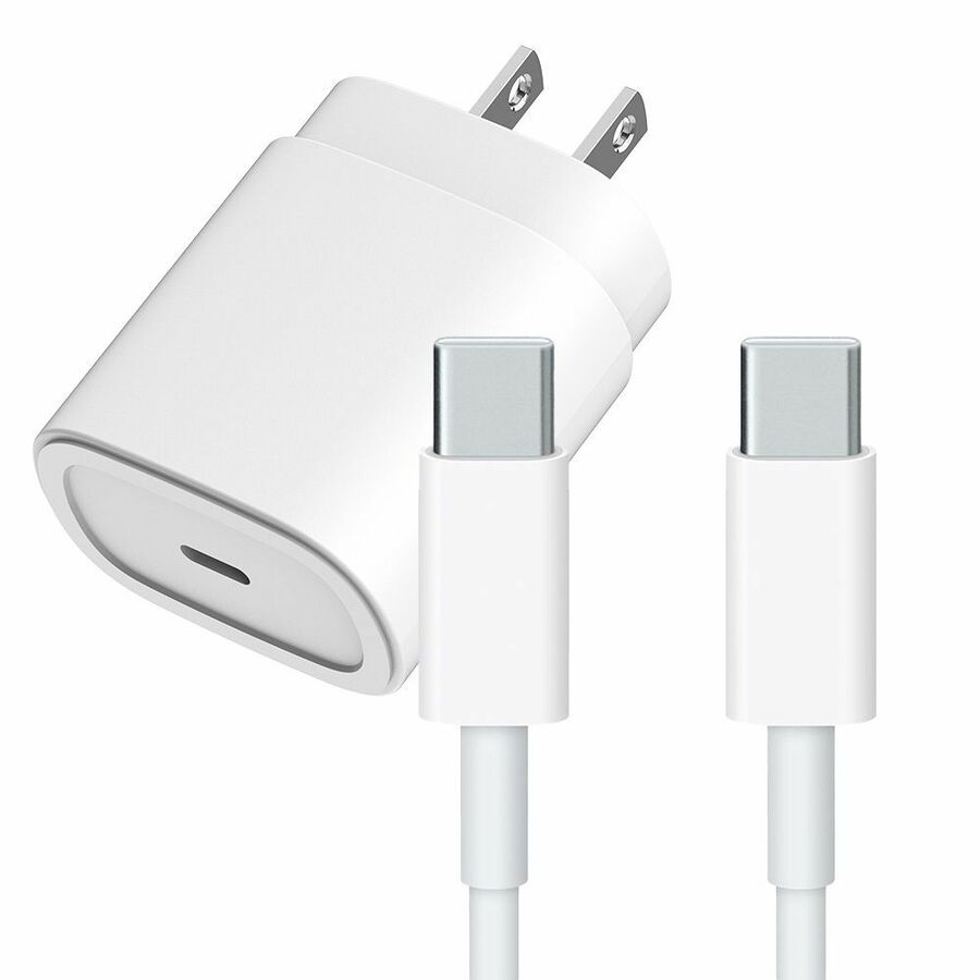 4XEM 25W USB-C PD Charging Kit compatible for iPhone, USB-C to USB-C Cable, 6ft, White