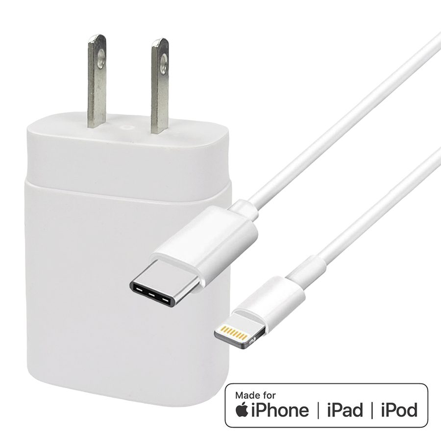 4XEM 3FT 8-pin Charging Kit for iPad - MFi Certified - 4XEM's 25W USB-C Power Adapter and 6ft MFi Certified USB-C to Lighting 8-Pin cable for iPad, iPhone 11, XE, SE, 8, 7, 6, iPad pro, iPad Air Kit