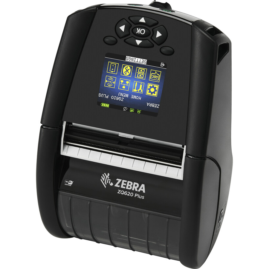 Zebra ZQ620 Plus Desktop, Industrial, Mobile Direct Thermal Printer - Monochrome - Label/Receipt Print - Bluetooth - Wireless LAN - Near Field Communication (NFC) - Display Screen - 32.01" Print Length x 2.83" Print Width - 4.53 in/s Mono - 203 dpi - 3.13" Label Width x 32" Label Length - CPCL, EPL, ZPL, ZBI 2.0 Emulation - For iOS, Android, PC
