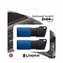Kingston DataTraveler Exodia M 64GB USB 3.2 (Gen 1) Type A Flash Drive - 64 GB - USB 3.2 (Gen 1) Type A - Blue, Black - 5 Year Warranty - 2 / Pack