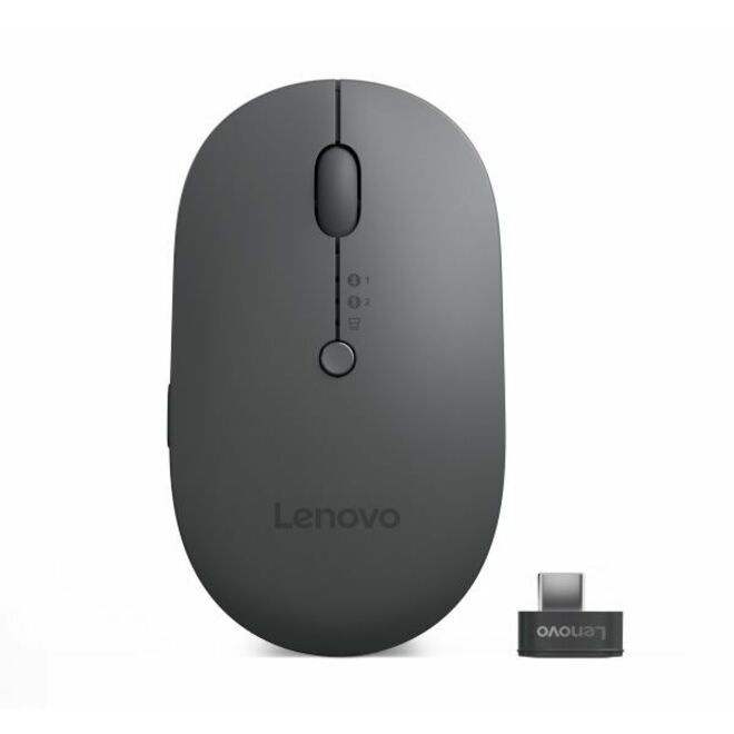 Lenovo X9 Edition Mouse - Blue Optical - Cable/Wireless - Bluetooth/Radio Frequency - 2.40 GHz - Rechargeable - Thunder Gray - USB Type C - 2400 dpi - Scroll Wheel - 5 Button(s) - Symmetrical - 3 Month Battery Run Time Box