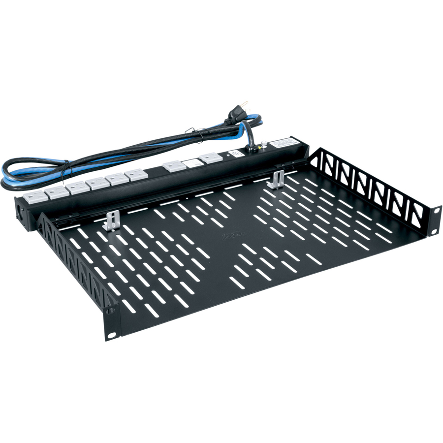 Middle Atlantic 1RU Utility Rack Mounted Shelf - 10.8in Depth Vented Rack Shelf - 4 Pack - 1U Rack Height10.06" Rack Depth - Rack-mountable - Black Powder Coat - Steel - 35 lb Maximum Weight Capacity