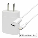 4XEM 25W USB-C PD Charging Kit for iPhone & iPad, MFi USB-C to Lightning Cable, 6ft, White