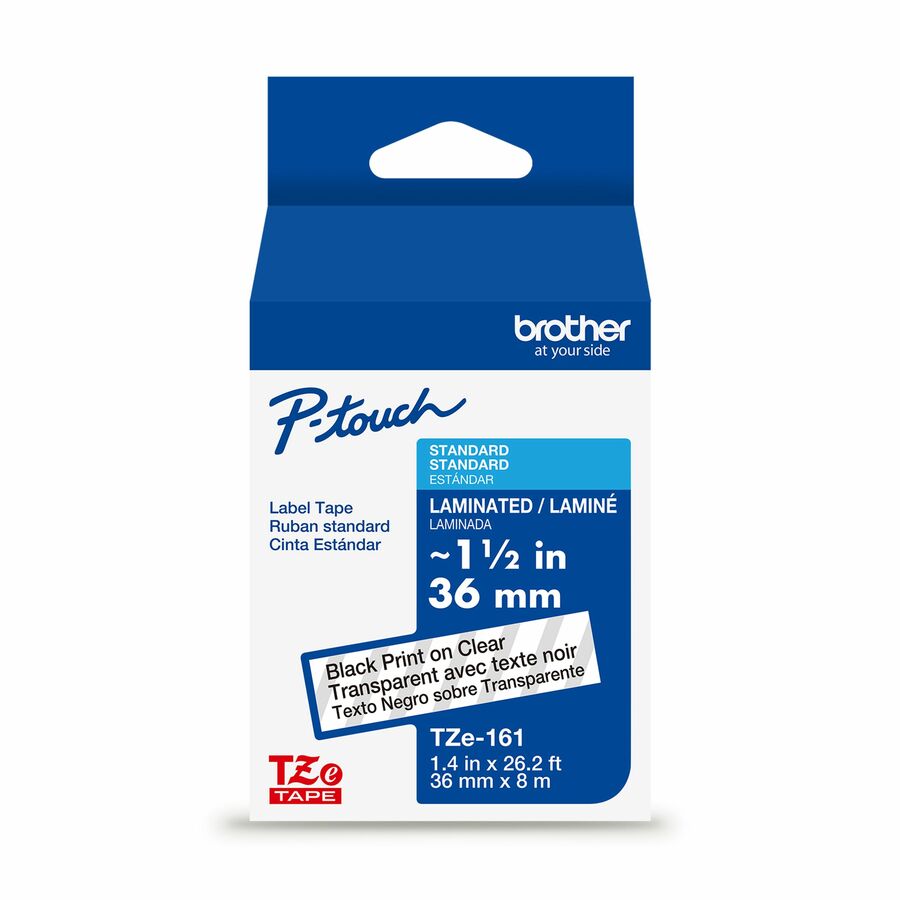 Brother Genuine P-touch TZe161 BK on CLR Label Tape, Laminated, 36mmX8m