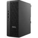 A compact, black desktop computer tower stands upright, displaying its front panel with a power button, audio jack, and multiple USB ports, against a plain white background.