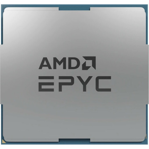 A square computer processor features a metallic gray top surface with a dark gray logo and product name, viewed from above against a plain background, revealing its blue-gray edges.