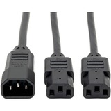 Eaton Tripp Lite Series C14 Male to C13 Female Splitter, PDU Style - C14 to 2x C13, 10A, 250V, 18 AWG, 6 ft. (1.83 m), Black