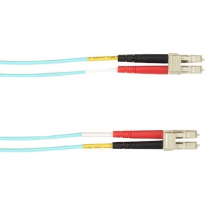 Black Box Colored Fiber OM4 50/125 Multimode Fiber Optic Patch Cable - LSZH - 19.69 ft Fiber Optic Network Cable for Network Device - First End: 2 x LC Network - Male - Second End: 2 x LC Network - Male - 10 Gbit/s - Patch Cable - LSZH - 50/125 &micro;m - Aqua - TAA Compliant