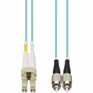 AddOn 2m LC to FC Aqua OM4 Duplex OFNR (Riser-Rated) Fiber Patch Cable