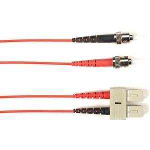 Black Box Fiber Optic Duplex Patch Network Cable - 19.70 ft Fiber Optic Network Cable for Network Device - First End: 2 x ST Network - Male - Second End: 2 x SC Network - Male - 1 Gbit/s - Patch Cable - OFNR - Red - TAA Compliant