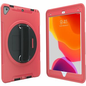 CTA Digital Protective Case with Build in 360�° Rotatable Grip Kickstand for iPad 7th/ 8th/ 9th Gen 10.2, iPad Air 3, iPad Pro 10.5, Red