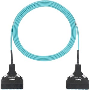 Panduit QuickNet Fiber Optic Trunk Network Cable - 14.99 ft Fiber Optic Network Cable - First End: 1 x LC Network - Male - Second End: 1 x LC Network - Male - Trunk Cable - 50/125 &micro;m - Aqua