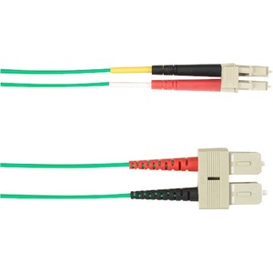 Black Box Colored Fiber OS2 9/125 Singlemode Fiber Optic Patch Cable - OFNP Plenum - 49.21 ft Fiber Optic Network Cable for Network Device - First End: 2 x SC Network - Male - Second End: 2 x LC Network - Male - 10 Gbit/s - Patch Cable - Plenum, CMP, OFNP - 9/125 &micro;m - Green - TAA Compliant
