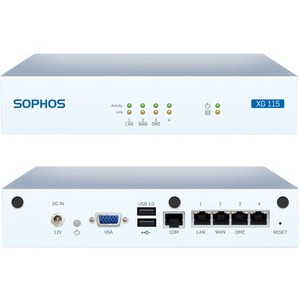 Sophos XG 115 Network Security/Firewall Appliance - 4 Port - 1000Base-T, 1000Base-X - Gigabit Ethernet - 4 x RJ-45 - Rack-mountable, Desktop