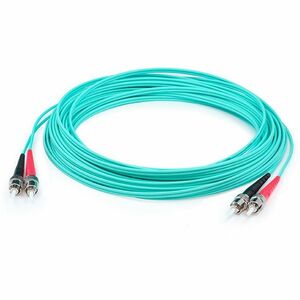 AddOn 50m ST to ST Aqua OM3 Duplex OFNR (Riser-Rated) Fiber Patch Cable