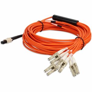 AddOn 2m MPO/UPC to 4xLC/UPC Duplex Orange OM1 OFNR (Riser-Rated) 8-Strand MMF Fiber Fanout Cable