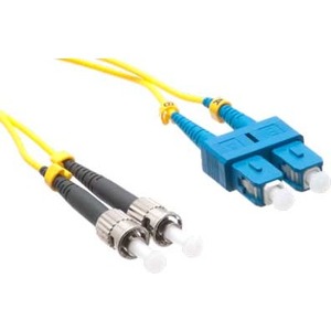 Axiom Fiber Optic Duplex Network Cable - 1.64 ft Fiber Optic Network Cable for Network Device - First End: 2 x SC Network - Male - Second End: 2 x ST Network - Male - 1 Gbit/s - Yellow