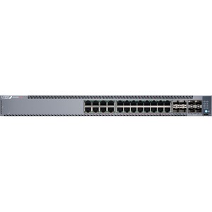 Juniper EX4100-24P Ethernet Switch - 24 Ports - Manageable - 10 Gigabit Ethernet, Gigabit Ethernet, 25 Gigabit Ethernet - 10/100/1000Base-T, 10GBase-X, 25GBase-X - 3 Layer Supported - Modular - 740 W PoE Budget - Optical Fiber, Twisted Pair - PoE Ports - 1U - Rack-mountable, Wall Mountable - Lifetime Limited Warranty - TAA Compliant