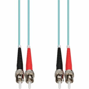 AddOn 20m ST to ST Aqua OM4 Duplex OFNR (Riser-Rated) TAA Fiber Patch Cable