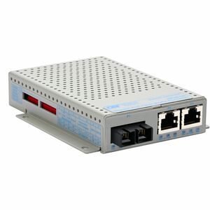 OmniConverter 10/100/1000 PoE Gigabit Ethernet Fiber Media Converter Switch RJ45 SC Multimode 550m - 2 x 10/100/1000BASE-T; 1 x 1000BASE-SX; DC Powered; Lifetime Warranty