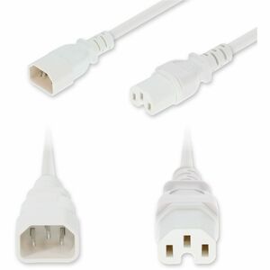 AddOn 10ft C14 Male to C15 Female High-Temperature 14 AWG 250V at 15A PVC SJT (Service Junior Thermoplastic) White Power Cable