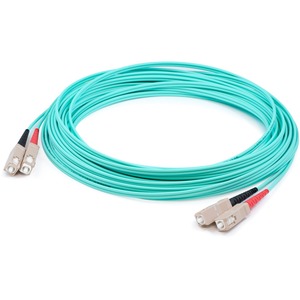 AddOn 39m SC to SC Aqua OM4 Duplex OFNP (Plenum-Rated) Fiber Patch Cable