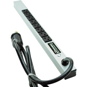 Wiremold CabinetMATE 8-Outlet Power Strip - NEMA L5-20P - 8 x NEMA L5-20R - 15 ft Cord - 20 A Current - 120 V AC Voltage - Rack-mountable - Gray