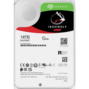 Seagate IronWolf ST18000VN000 18 TB Hard Drive - 3.5" Internal - SATA (SATA/600) - Conventional Magnetic Recording (CMR) Method - Desktop PC, Workstation, Server, Storage System Device Supported - 7200rpm - 3 Year Warranty