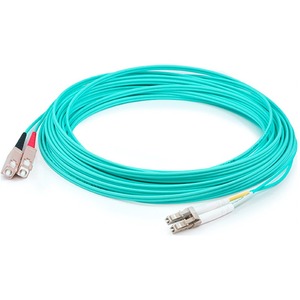 AddOn 36m SC to LC Aqua OM4 Duplex OFNR (Riser-Rated) Fiber Patch Cable