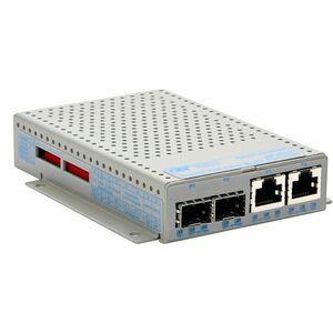 Omnitron Systems OmniConverter FPoE/SL 2x PoE 2x SFP US AC Powered Wide Temp - Network (RJ-45) - 2x PoE (RJ-45) Ports - Ethernet, Fast Ethernet - 10/100Base-TX, 100Base-LX, 100Base-FX, 100Base-SX, 100Base-BX, 100Base-X - 2 x Expansion Slots - SFP - 2 x SFP Slots - Rack-mountable, Desktop, External, Wall Mountable