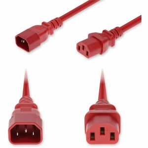 AddOn 2ft C14 Male to C13 Female Standard Commercial 14 AWG 250V at 15A PVC SJT (Service Junior Thermoplastic) Red Power Cable