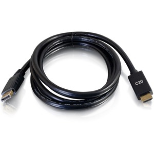 C2G DisplayPort/HDMI Audio/Video Cable - 6 ft DisplayPort/HDMI A/V Cable for Notebook, HDTV, Projector, Audio/Video Device - First End: DisplayPort 1.2a Digital Audio/Video - Second End: HDMI 1.4b Digital Audio/Video - Supports up to 3840 x 2160 - Black