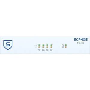 Sophos SG 105w Network Security/Firewall Appliance - 4 Port - 1000Base-T - Gigabit Ethernet - Wireless LAN IEEE 802.11n - 4 x RJ-45 - 1U - Desktop, Rack-mountable