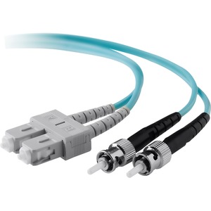 Belkin Fiber Optic Cable - SC Male Network - ST Male Network - 10ft - Aqua