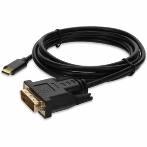 AddOn 6ft USB-C 3.1 to DVI-D Dual Link (24+1 pin) Male to Male Black Cable - 6 ft DVI-D/USB-C Video Cable for Monitor, Notebook, Video Device, Projector, Tablet, PC, Smartphone - First End: 1 x USB 3.1 Type C - Male - Second End: 1 x 25-pin DVI-D (Dual-Link) Digital Video - Male - Supports up to 2560 x 1600 - Black