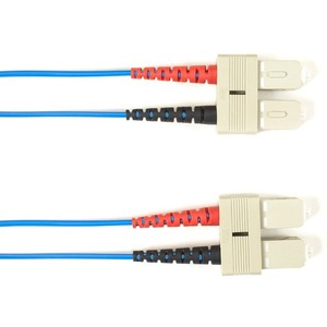 Black Box Fiber Optic Duplex Patch Network Cable - 49.20 ft Fiber Optic Network Cable for Network Device - First End: 2 x SC Network - Male - Second End: 2 x SC Network - Male - Patch Cable - LSZH - 9/125 &micro;m - Blue - TAA Compliant