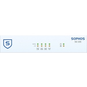 Sophos SG 105w Network Security/Firewall Appliance - 4 Port - 1000Base-T - Gigabit Ethernet - Wireless LAN IEEE 802.11n - 4 x RJ-45 - 1U - Desktop, Rack-mountable
