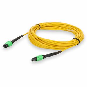 AddOn 8m MPO/APC to MPO/APC Yellow OS2 OFNR (Riser-Rated) 12-Strand SMF Fiber Patch Cable