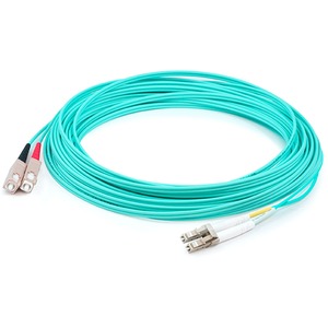 AddOn 62m SC to LC Aqua OM4 Duplex OFNR (Riser-Rated) Fiber Patch Cable