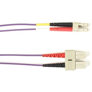 Black Box Fiber Optic Duplex Patch Network Cable - 9.80 ft Fiber Optic Network Cable for Network Device - First End: 2 x SC Network - Male - Second End: 2 x LC Network - Male - 1 Gbit/s - Patch Cable - OFNR - 9/125 &micro;m - Purple - TAA Compliant