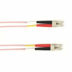 Black Box Fiber Optic Duplex Patch Network Cable - 3.20 ft Fiber Optic Network Cable for Network Device - First End: 2 x LC Network - Male - Second End: 2 x LC Network - Male - 10 Gbit/s - Patch Cable - OFNP - 50/125 &micro;m - Pink - TAA Compliant