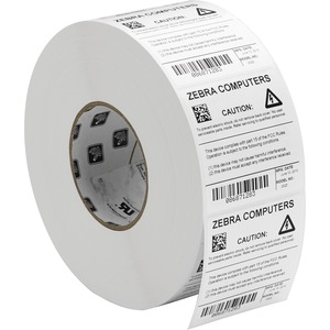 Zebra Z-Xtreme 4000T High-Tack White - 2" Width x 1" Length - Permanent Adhesive - Rectangle - Thermal Transfer - White - Polyester - 3000 / Roll - 1 Roll