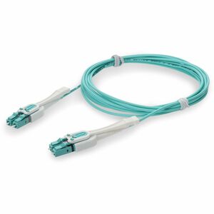 AddOn 5m LC to LC Aqua OM4 Duplex Uniboot OFNR (Riser-Rated) Fiber Patch Cable with Push/Pull Tabs