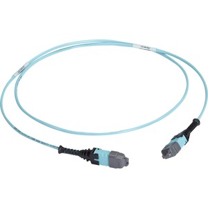 Black Box MTP OM3 Fiber Optic Trunk Cable - Plenum, 12-Strand, Type A - 98.43 ft Fiber Optic Network Cable for Network Device, Fiber Optic Cassette - First End: 1 x MTP/MPO Type A Network - Second End: 1 x MTP/MPO Type A Network - Trunk Cable - OFNP, Plenum - Aqua, Blue