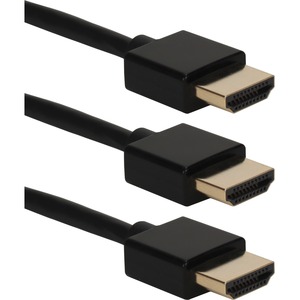 QVS HDMI Audio/Video Cable with Ethernet - 6 ft HDMI A/V Cable for Blu-ray Player, HDTV, TV, Set-top Box, DVD, Switch, Splitter, Audio/Video Device, Projector - First End: 1 x 20-pin HDMI Type A Digital Audio/Video - Male - Second End: 1 x 20-pin HDMI Type A Digital Audio/Video - Male - Supports up to 4096 x 2160 - Shielding - Gold Plated Connector - Gold Plated Contact - 32 AWG - Black - 3
